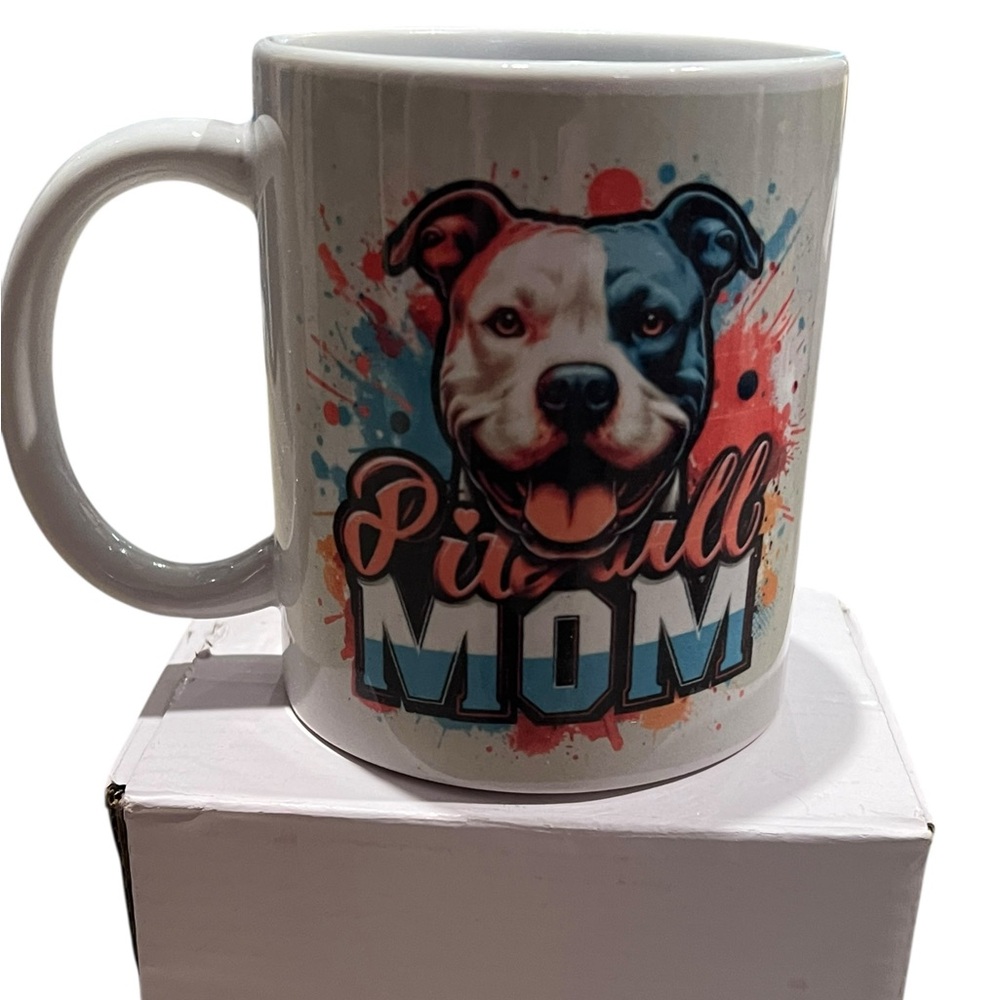 Handmade Pitbull Mom Mug 11oz – Dog Lover Gift – New